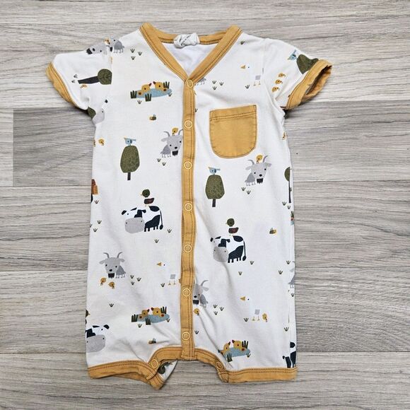 Viverano Organic Comfort Baby Boy Shortie Romper 3-6 Months Farm Tractor Animals - Picture 1 of 5